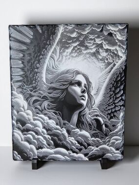 Angel in Clouds Wall Art - Monochrome Home Art Print